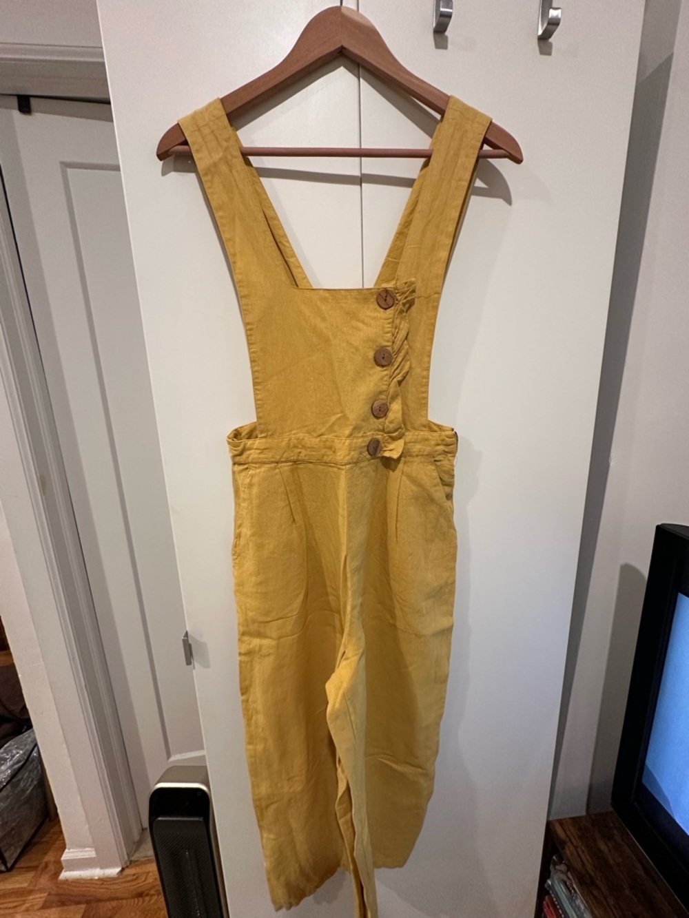 Mustard Yellow Women's Overalls - Casual Button-Front Jumpsuit